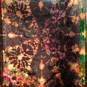 Reversed and tie dyed 2 yard tapestry unfinished edges make it a bargain.